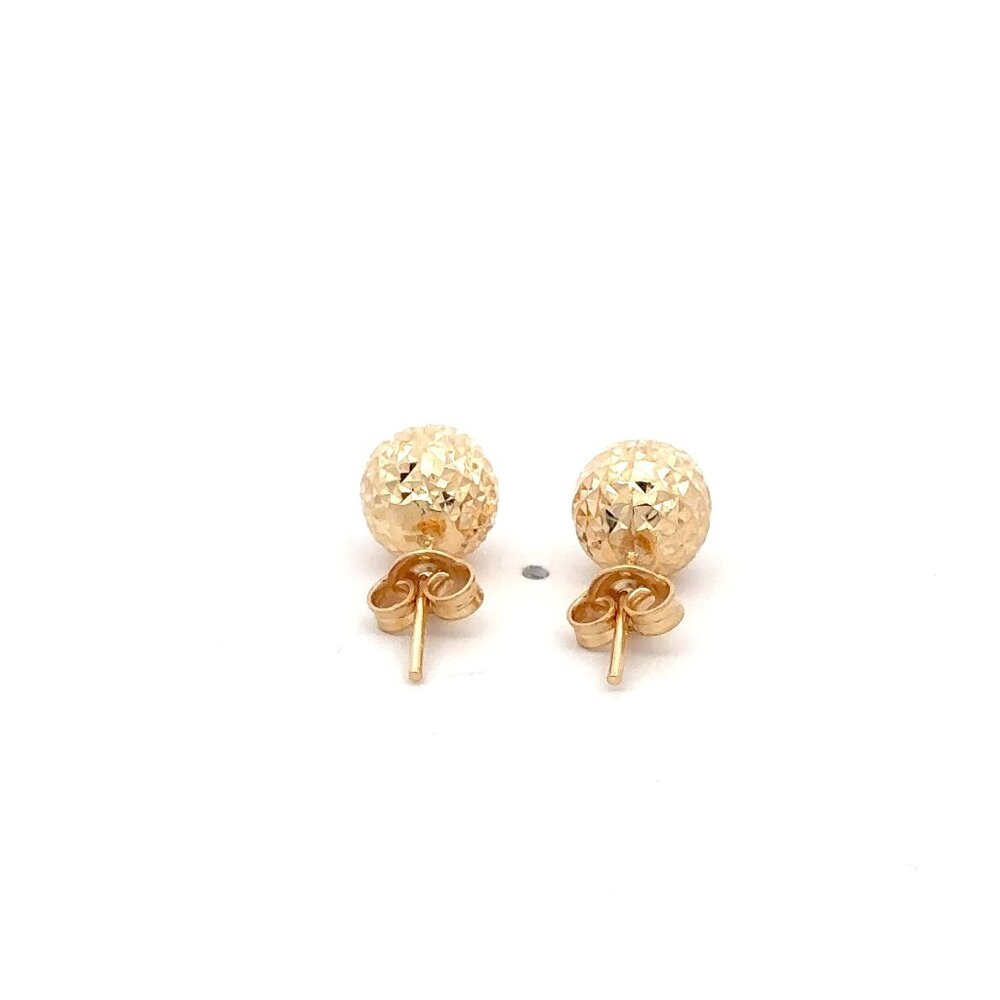 18K Gold Earrings Stud Balls Textured - Picture 4 of 11